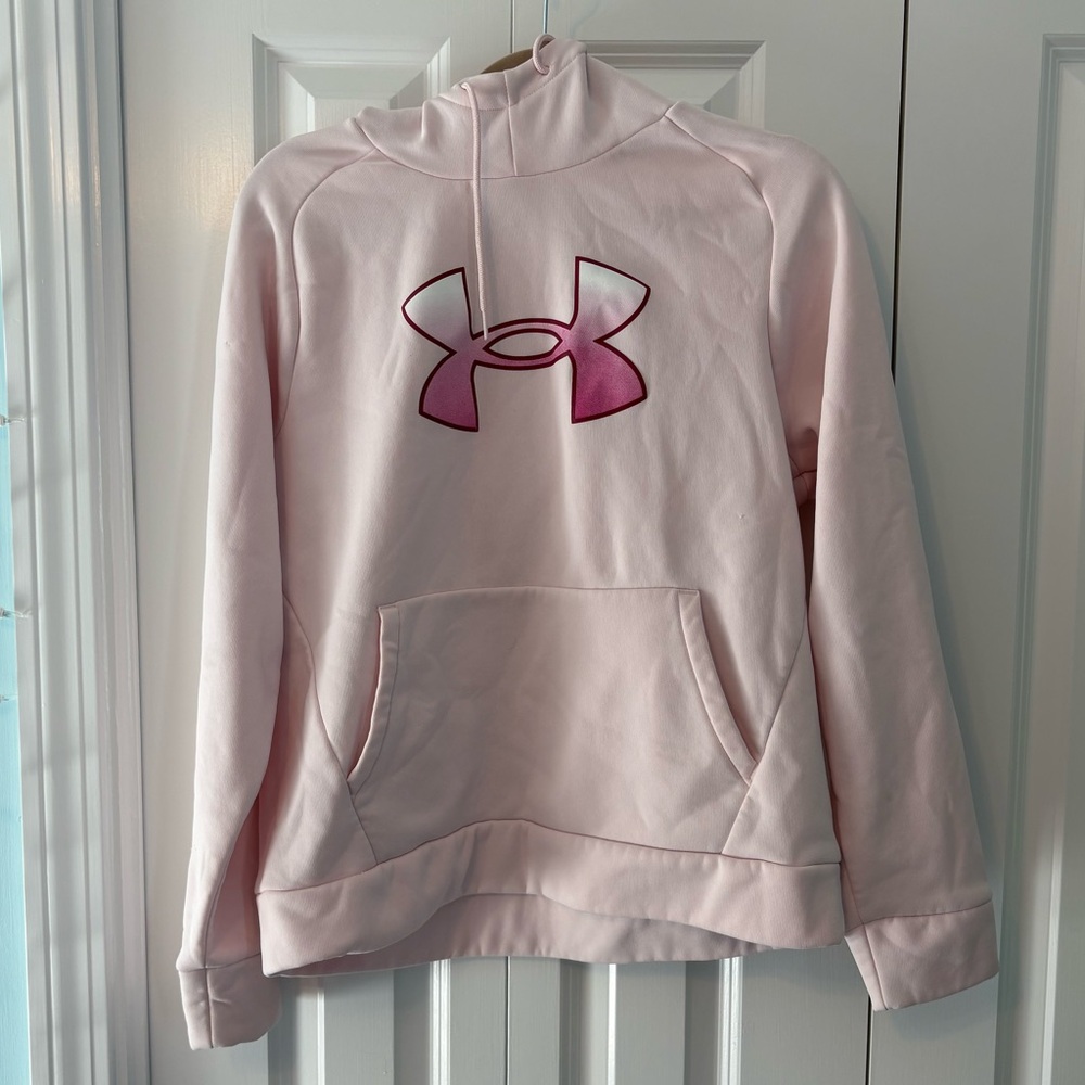 Girls under armour sweatshirt, light pink/pink with pink/white logo